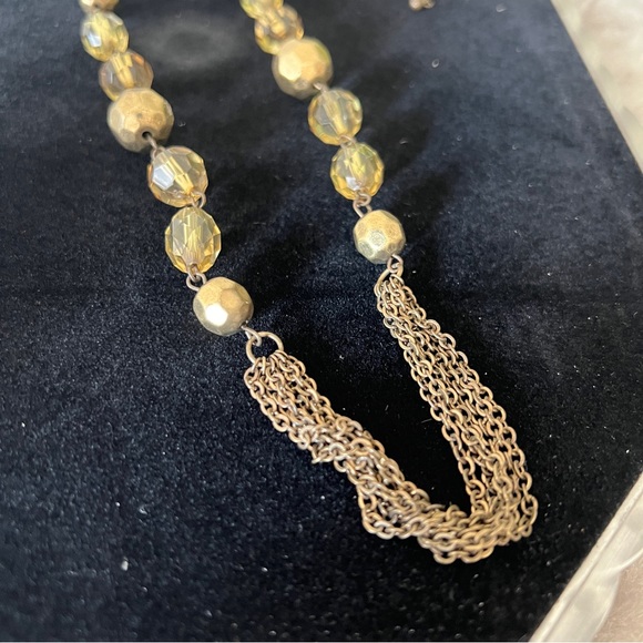 Beautiful Antiqued Gray Green Tone Beaded Long Chain Necklace - Picture 4 of 8